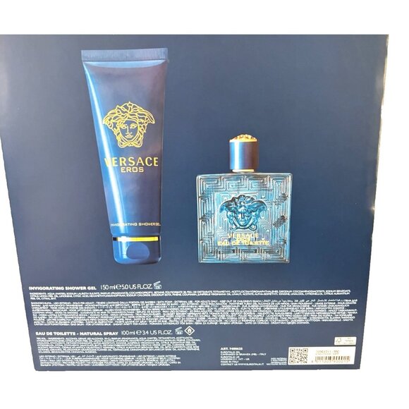 Versace Eros Pour Homme 100ml EDT + 150ml Shower Gel Gift Set Men’s Fragrance - Picture 5 of 6
